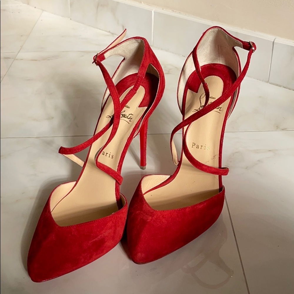 Christian Louboutin Red Suede Heel Size 41 NEW